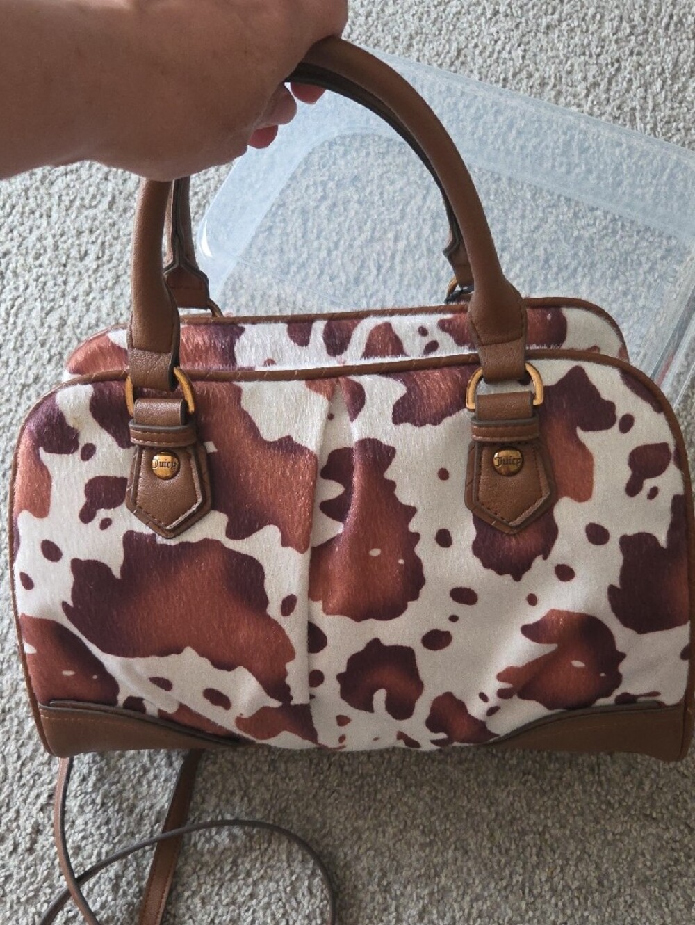 Juicy Couture Romance Cow Satchel in Saddle Brown, Shoulder Bag NWT - Picture 6 of 12